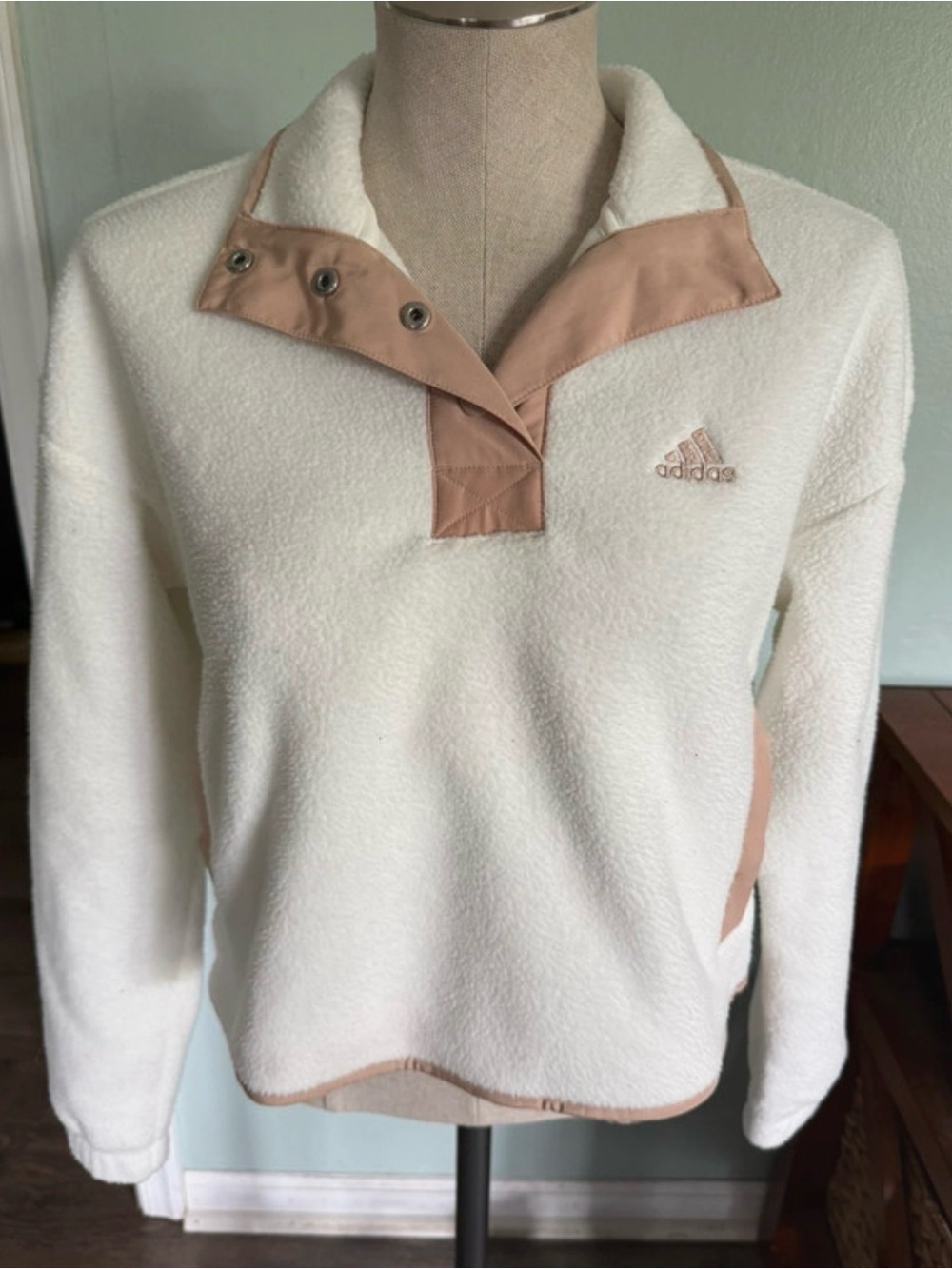 Adidas Women’s Winterized Polar Fleece Quarter Snap Pullover Size XS
